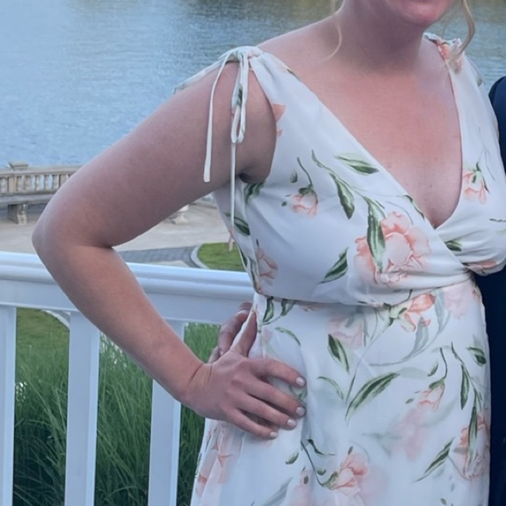 Lulu's White and Pink Floral Dress